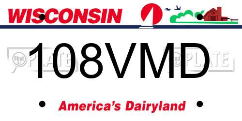 108VMD Wisconsin License Plate