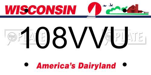 108VVU Wisconsin License Plate