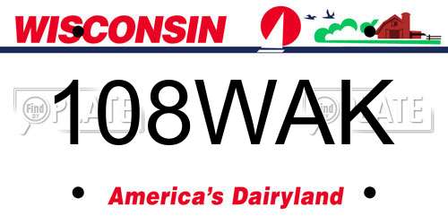 108WAK Wisconsin License Plate