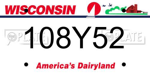 108Y52 Wisconsin License Plate