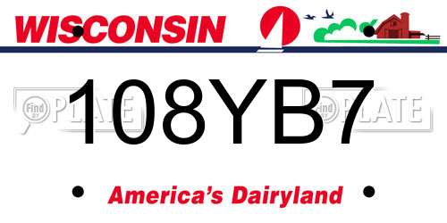 108YB7 Wisconsin License Plate