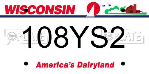 108YS2 Wisconsin License Plate