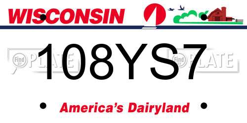 108YS7 Wisconsin License Plate