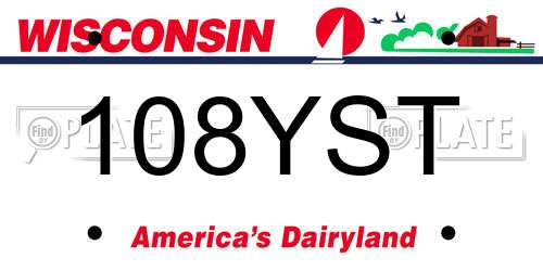 108YST Wisconsin License Plate