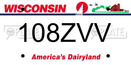 108ZVV Wisconsin License Plate