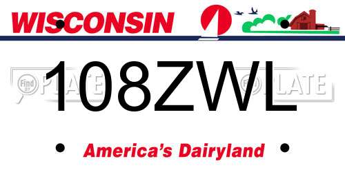 108ZWL Wisconsin License Plate