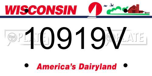 10919V Wisconsin License Plate