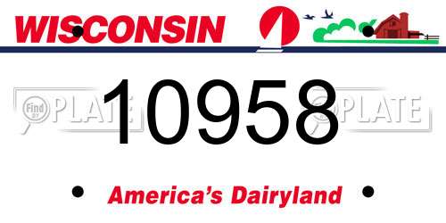 10958 Wisconsin License Plate
