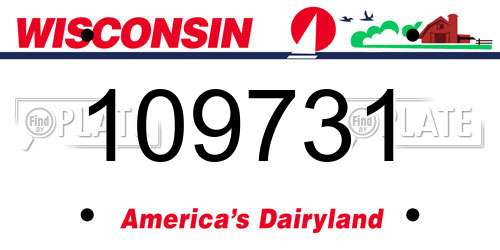 109731 Wisconsin License Plate