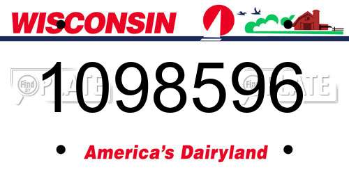 1098596 Wisconsin License Plate