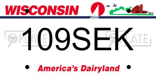 109SEK Wisconsin License Plate