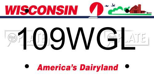 109WGL Wisconsin License Plate