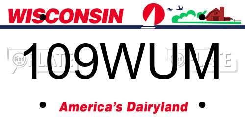 109WUM Wisconsin License Plate