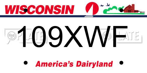 109XWF Wisconsin License Plate