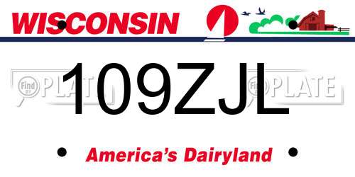 109ZJL Wisconsin License Plate