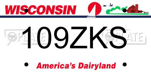 109ZKS Wisconsin License Plate