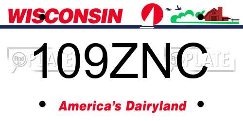 109ZNC Wisconsin License Plate