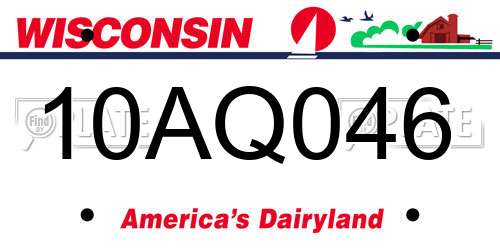 10AQ046 Wisconsin License Plate