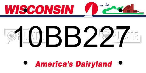 10BB227 Wisconsin License Plate