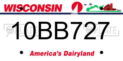 10BB727 Wisconsin License Plate