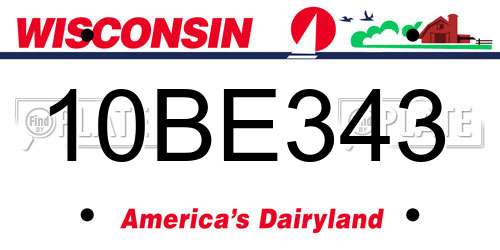 10BE343 Wisconsin License Plate