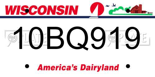 10BQ919 Wisconsin License Plate