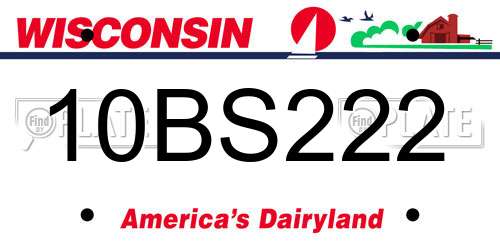 10BS222 Wisconsin License Plate