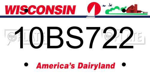 10BS722 Wisconsin License Plate