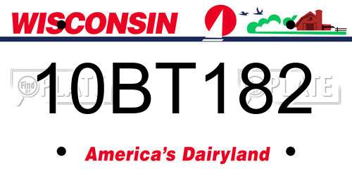 10BT182 Wisconsin License Plate