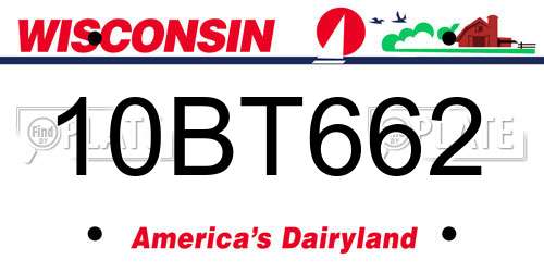 10BT662 Wisconsin License Plate