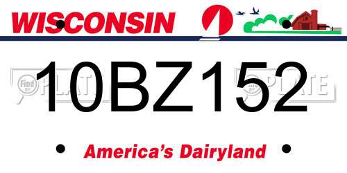 10BZ152 Wisconsin License Plate