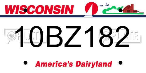 10BZ182 Wisconsin License Plate