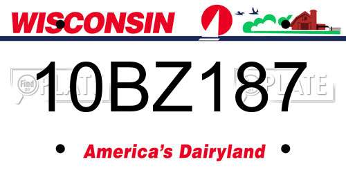 10BZ187 Wisconsin License Plate