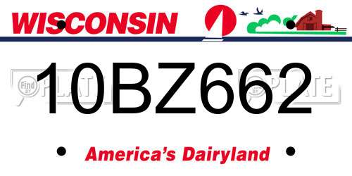 10BZ662 Wisconsin License Plate
