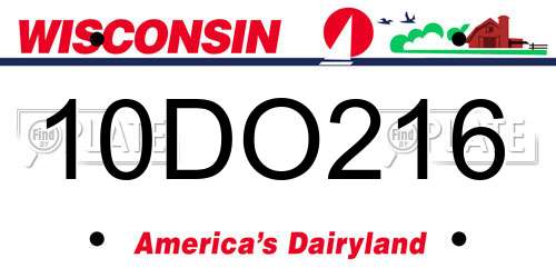 10DO216 Wisconsin License Plate