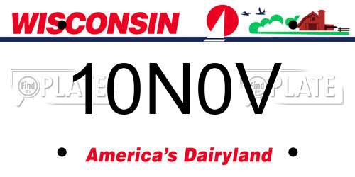 10N0V Wisconsin License Plate
