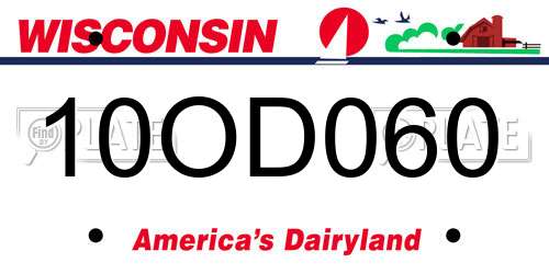 10OD060 Wisconsin License Plate