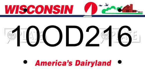 10OD216 Wisconsin License Plate