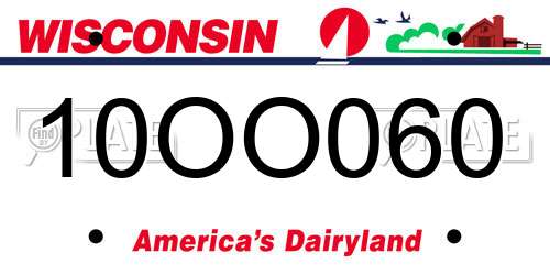 10OO060 Wisconsin License Plate