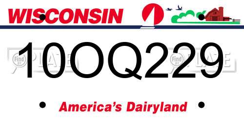 10OQ229 Wisconsin License Plate