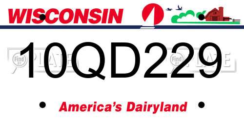 10QD229 Wisconsin License Plate