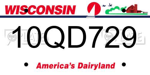 10QD729 Wisconsin License Plate