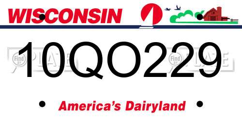 10QO229 Wisconsin License Plate