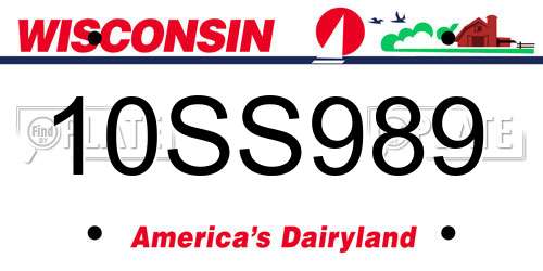 10SS989 Wisconsin License Plate