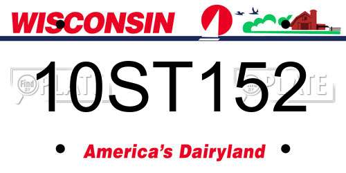 10ST152 Wisconsin License Plate