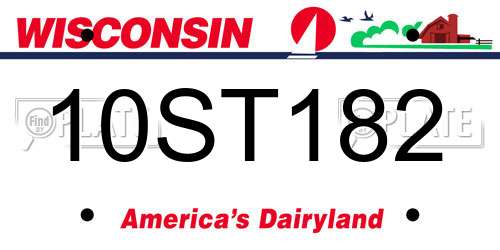 10ST182 Wisconsin License Plate