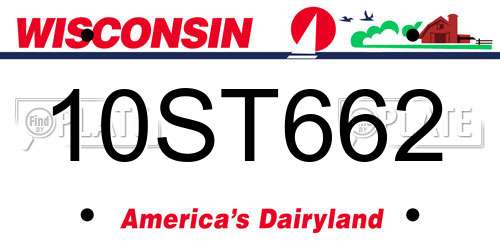 10ST662 Wisconsin License Plate