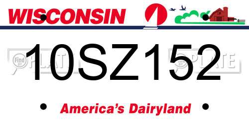 10SZ152 Wisconsin License Plate