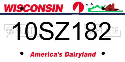 10SZ182 Wisconsin License Plate
