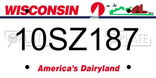 10SZ187 Wisconsin License Plate